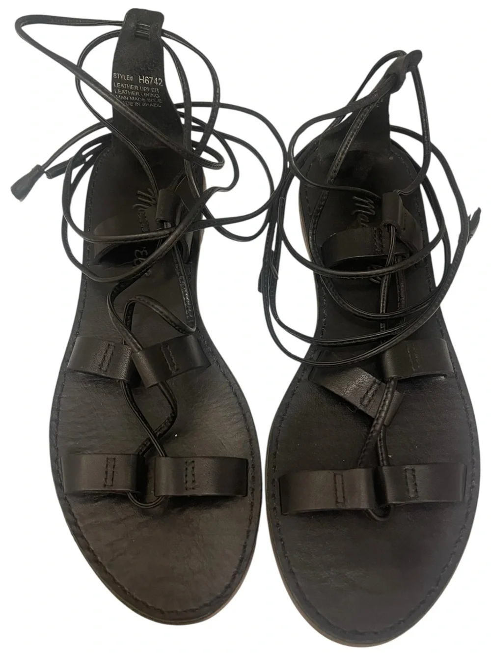 MADEWELL Black Lace-Up Women's Gladiator Sandals Leather Size 5.5